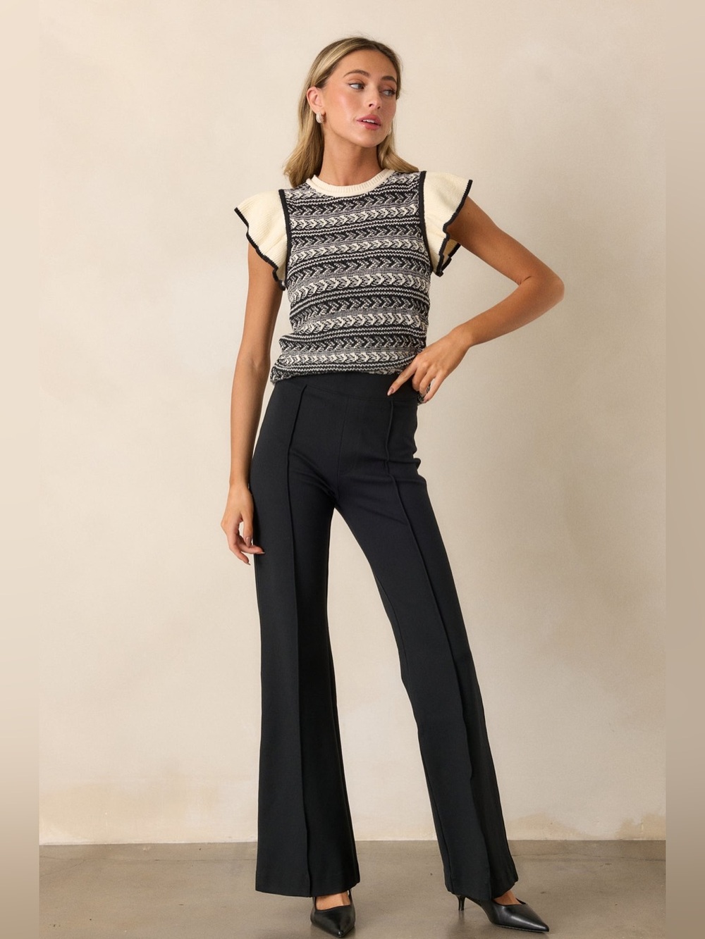 SPANX THE PERFECT BLACK HI-RISE FLARE PANTS Size XL Slimming Tummy Control